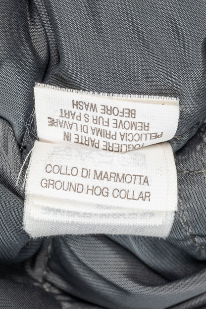 Brunello Cucinelli Grey Quilted Fur-Hood Cap-Sleeve Puffer Down Coat