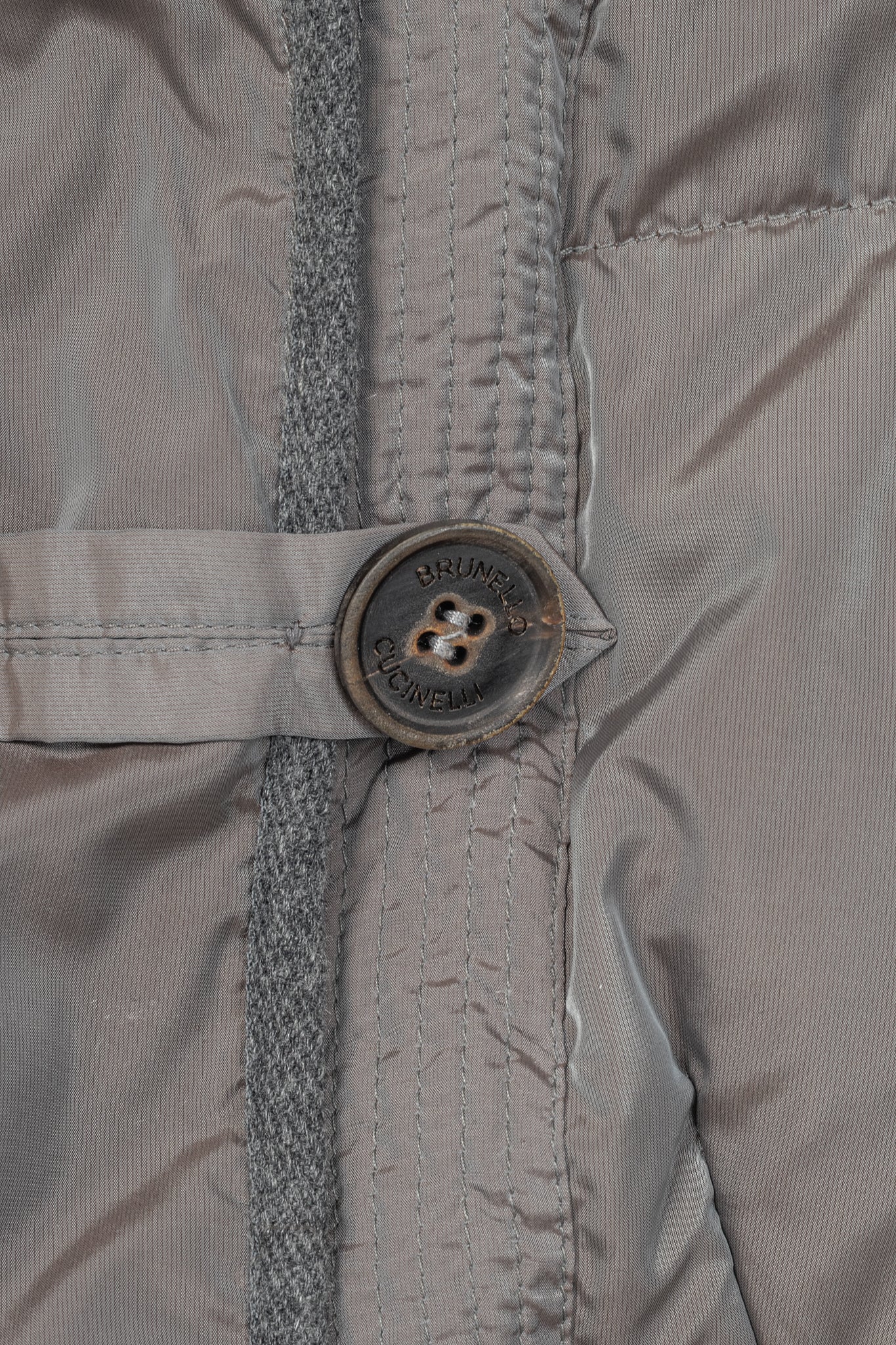 Brunello Cucinelli Grey Quilted Fur-Hood Cap-Sleeve Puffer Down Coat