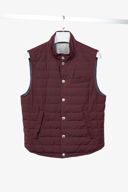 Brunello Cucinelli AW18 Burgundy Quilted Snap Down Vest