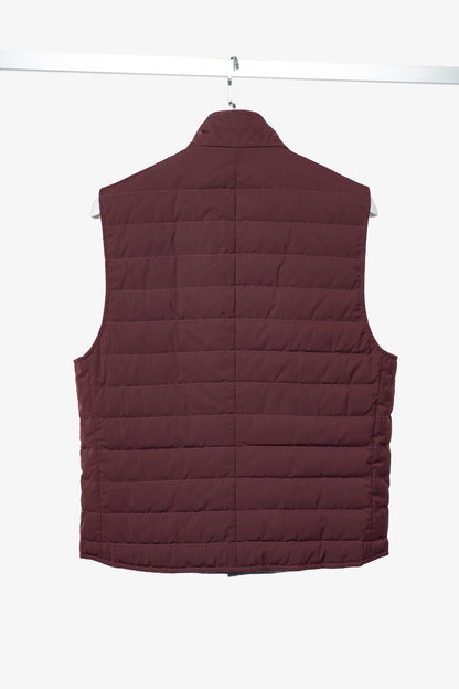 Brunello Cucinelli AW18 Burgundy Quilted Snap Down Vest