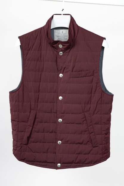 Brunello Cucinelli AW18 Burgundy Quilted Snap Down Vest