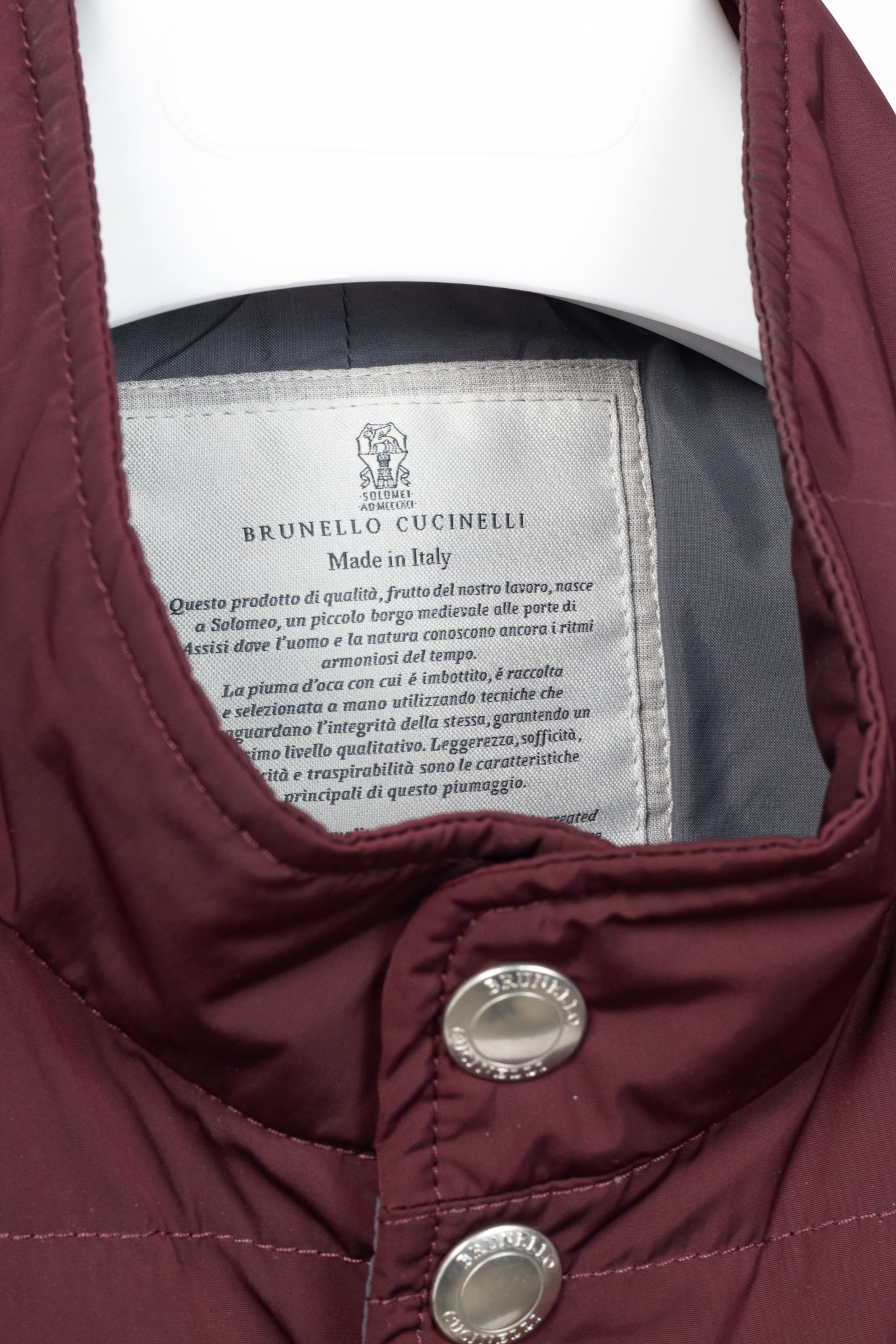 Brunello Cucinelli AW18 Burgundy Quilted Snap Down Vest