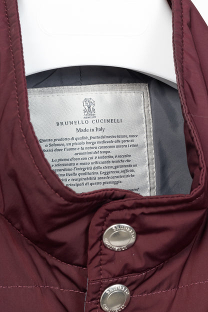 Brunello Cucinelli AW18 Burgundy Quilted Snap Down Vest