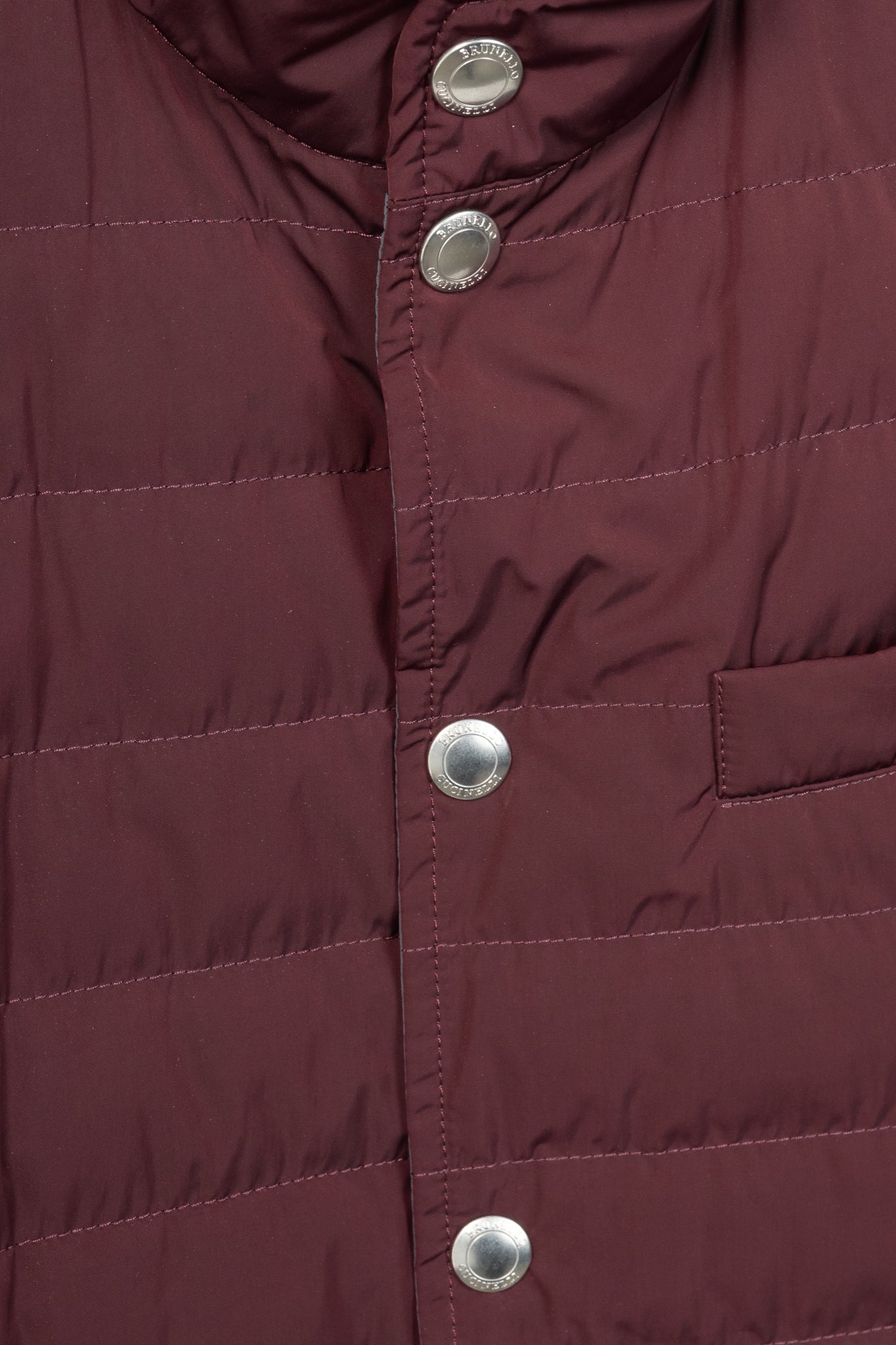 Brunello Cucinelli AW18 Burgundy Quilted Snap Down Vest