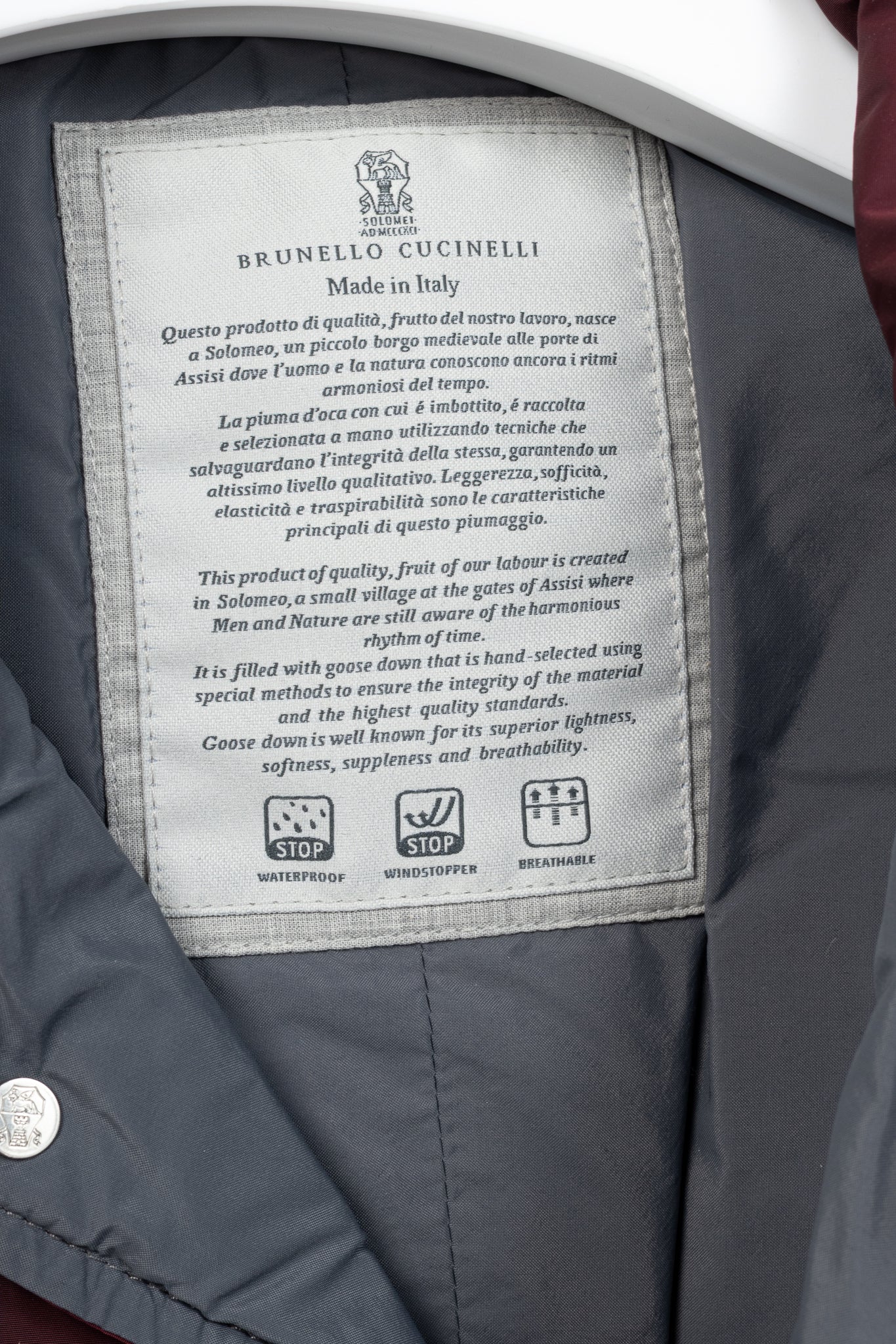 Brunello Cucinelli AW18 Burgundy Quilted Snap Down Vest