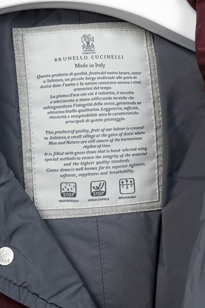 Brunello Cucinelli AW18 Burgundy Quilted Snap Down Vest