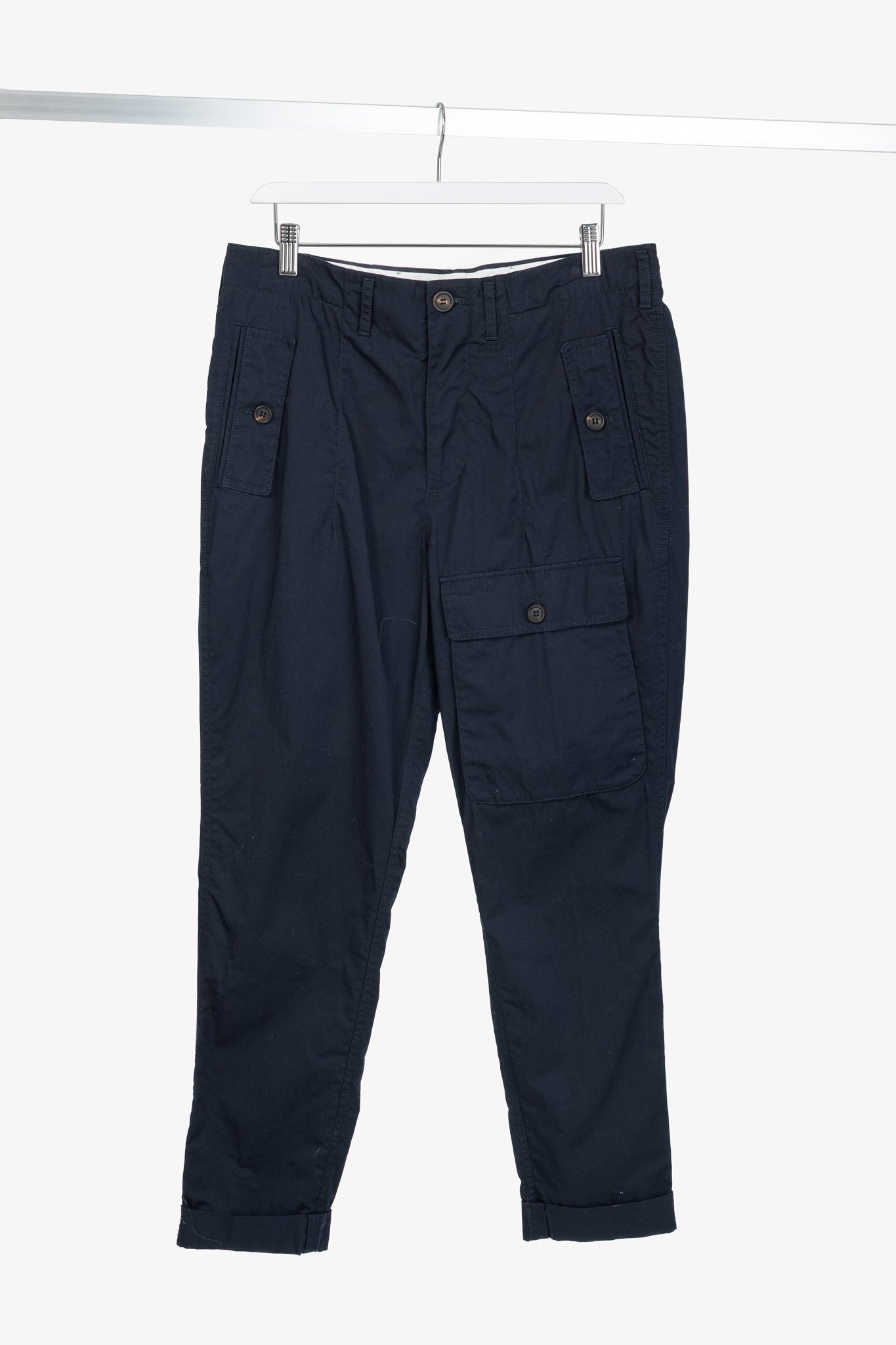 Brunello Cucinelli SS/17 Navy Cotton Poplin Cargo Pants