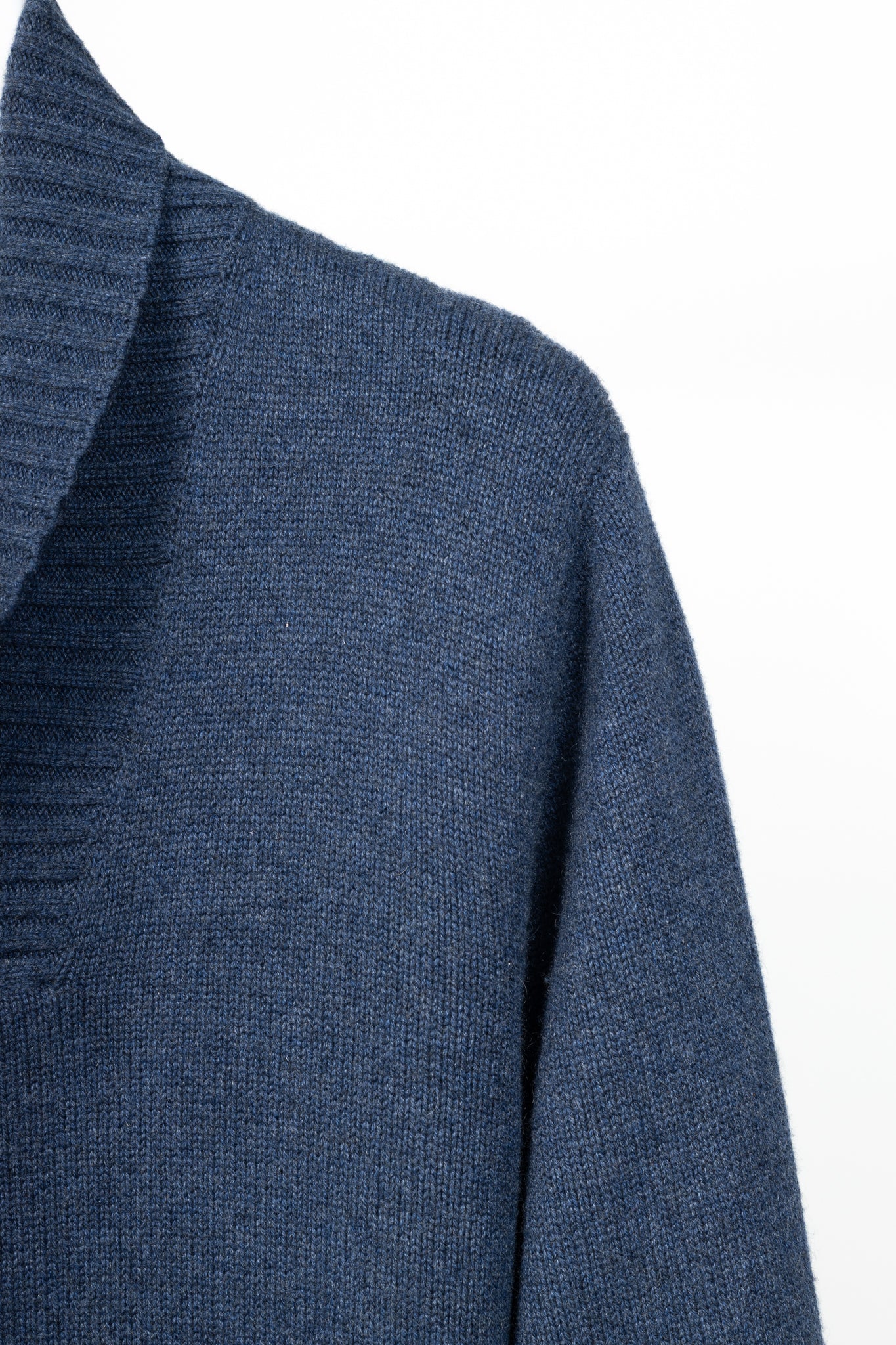 Brunello Cucinelli Blue Cashmere Shawl-Collar Sweater