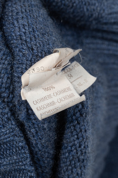 Brunello Cucinelli Blue Cashmere Shawl-Collar Sweater
