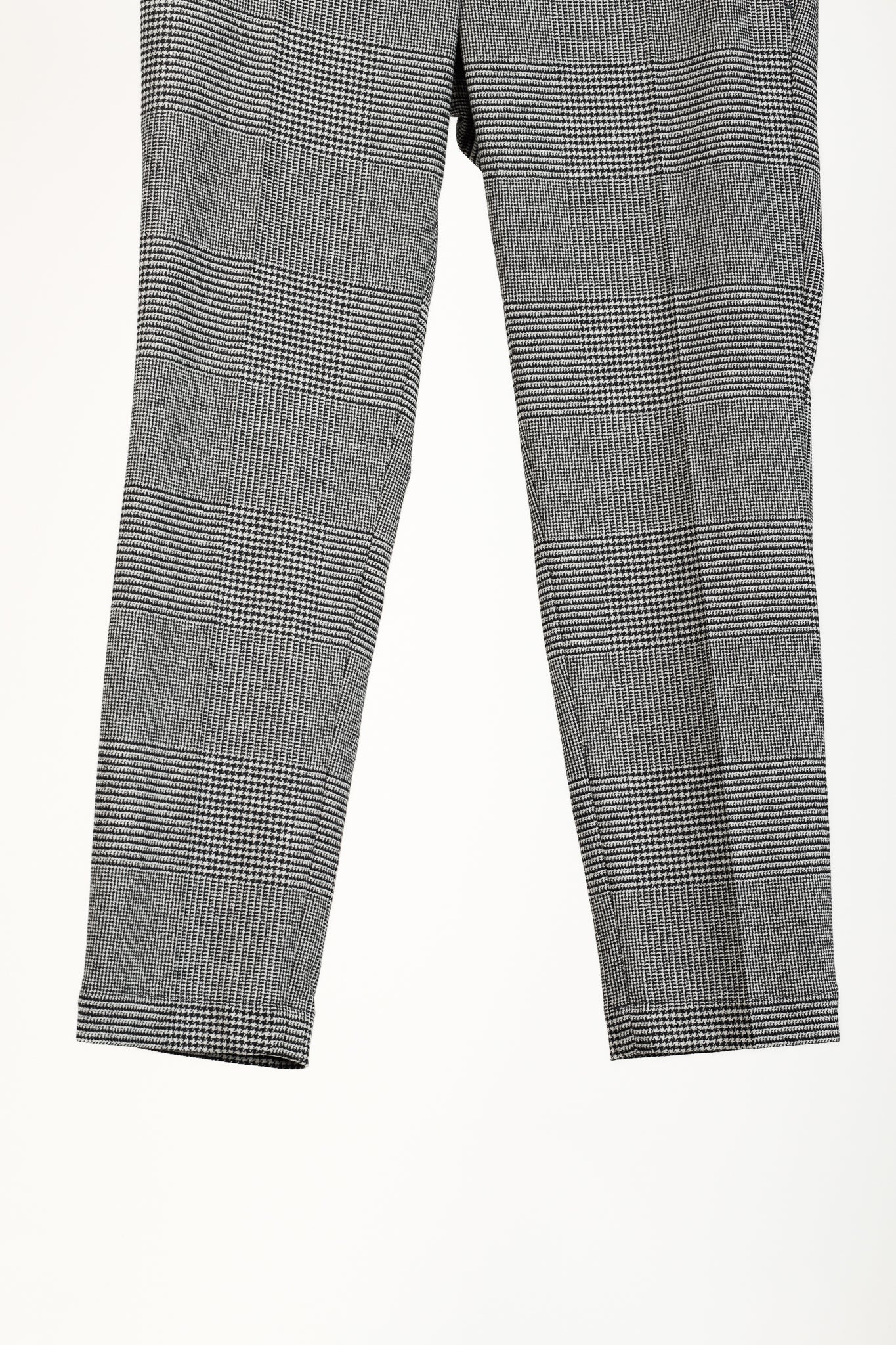 Brunello Cucinelli Black White Houndstooth Wool Cigarette Trouser with Monili