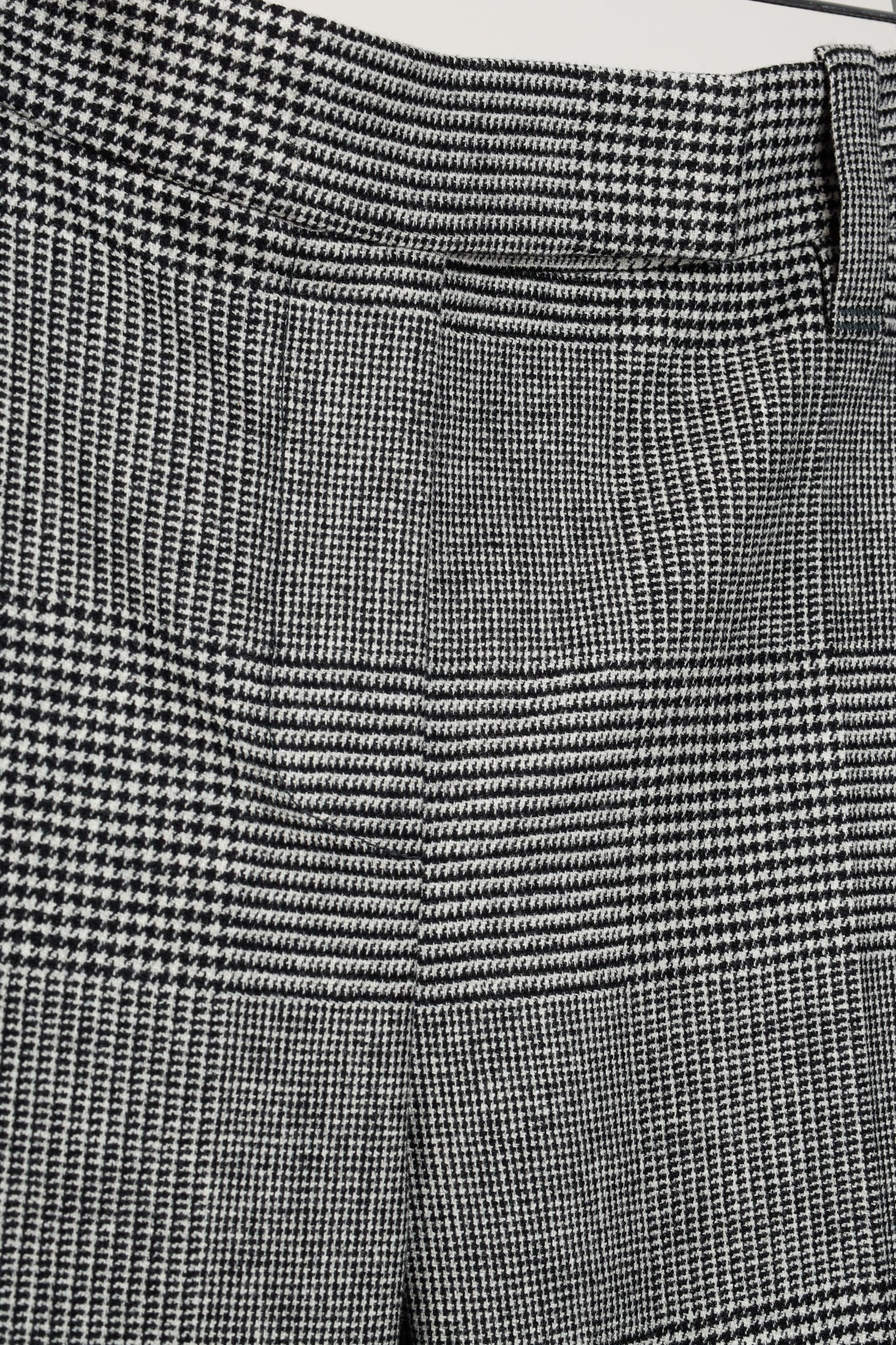 Brunello Cucinelli Black White Houndstooth Wool Cigarette Trouser with Monili