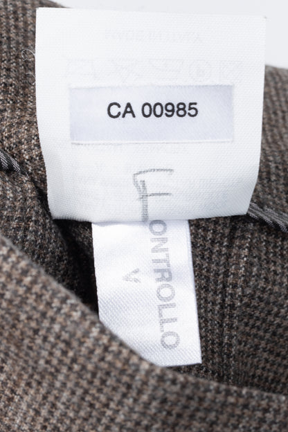 Brunello Cucinelli Brown Micro-Plaid Stretch-Wool Trousers