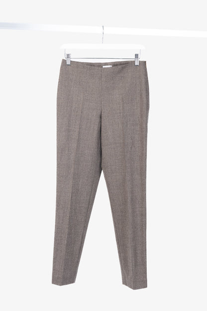 Brunello Cucinelli Brown Micro-Plaid Stretch-Wool Trousers