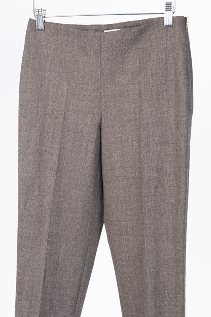 Brunello Cucinelli Brown Micro-Plaid Stretch-Wool Trousers