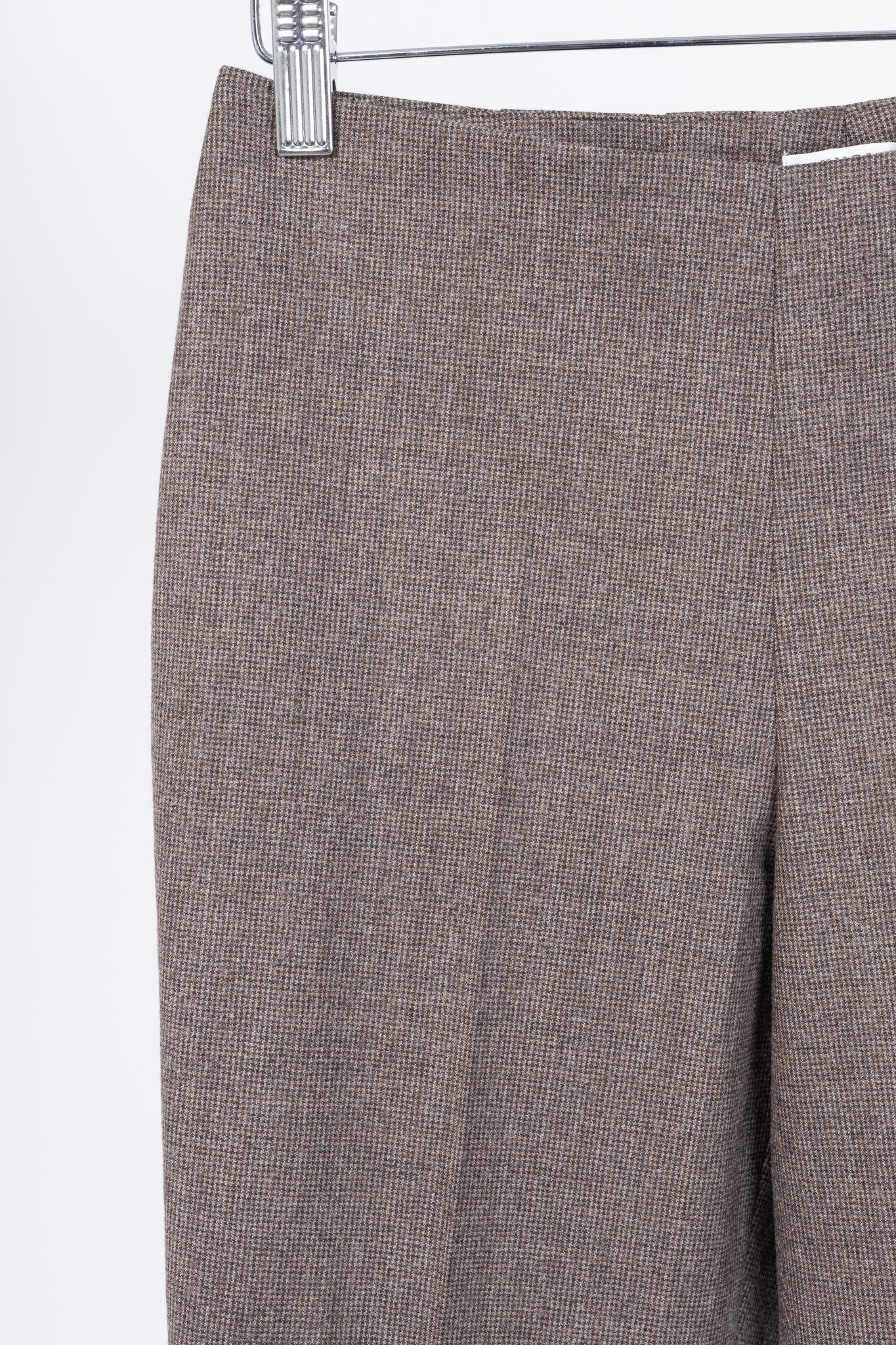 Brunello Cucinelli Brown Micro-Plaid Stretch-Wool Trousers