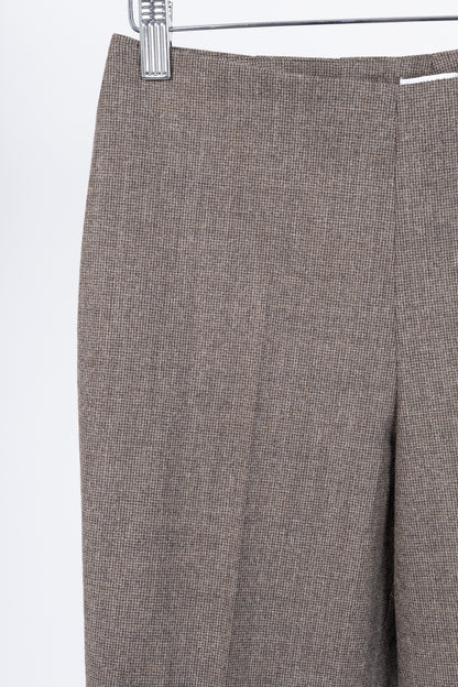 Brunello Cucinelli Brown Micro-Plaid Stretch-Wool Trousers