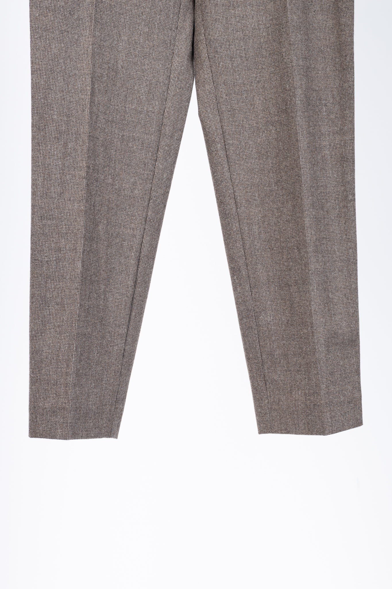 Brunello Cucinelli Brown Micro-Plaid Stretch-Wool Trousers