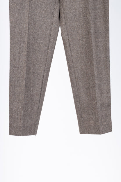 Brunello Cucinelli Brown Micro-Plaid Stretch-Wool Trousers