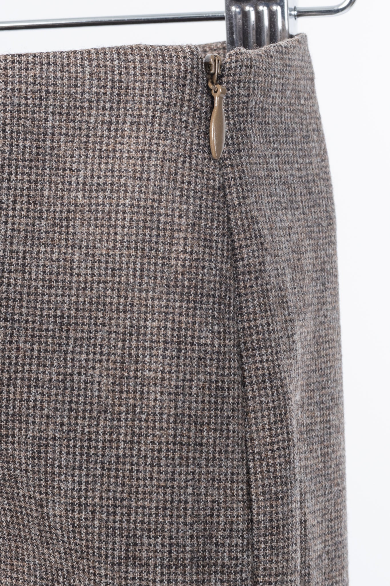 Brunello Cucinelli Brown Micro-Plaid Stretch-Wool Trousers