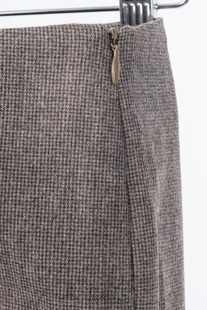 Brunello Cucinelli Brown Micro-Plaid Stretch-Wool Trousers