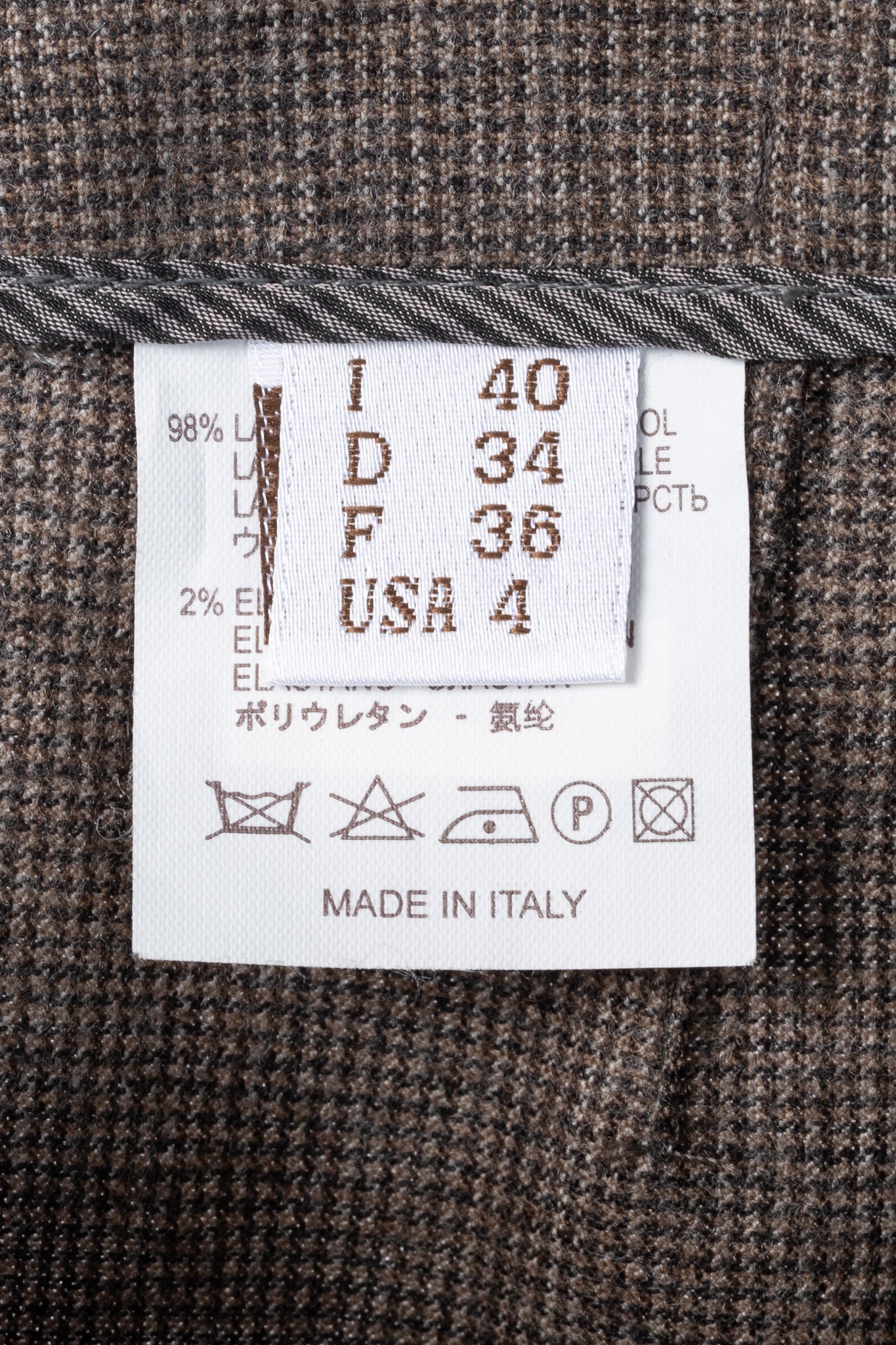 Brunello Cucinelli Brown Micro-Plaid Stretch-Wool Trousers