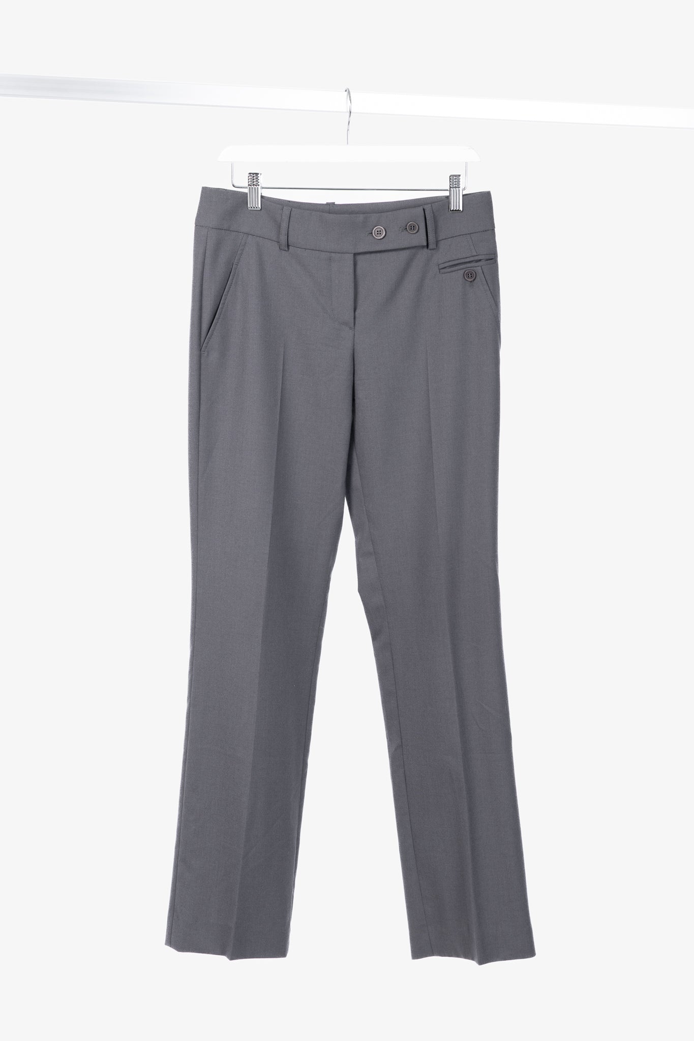 Brunello Cucinelli Grey Wool Double-Button-Fly Trousers