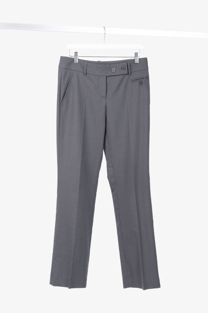 Brunello Cucinelli Grey Wool Double-Button-Fly Trousers