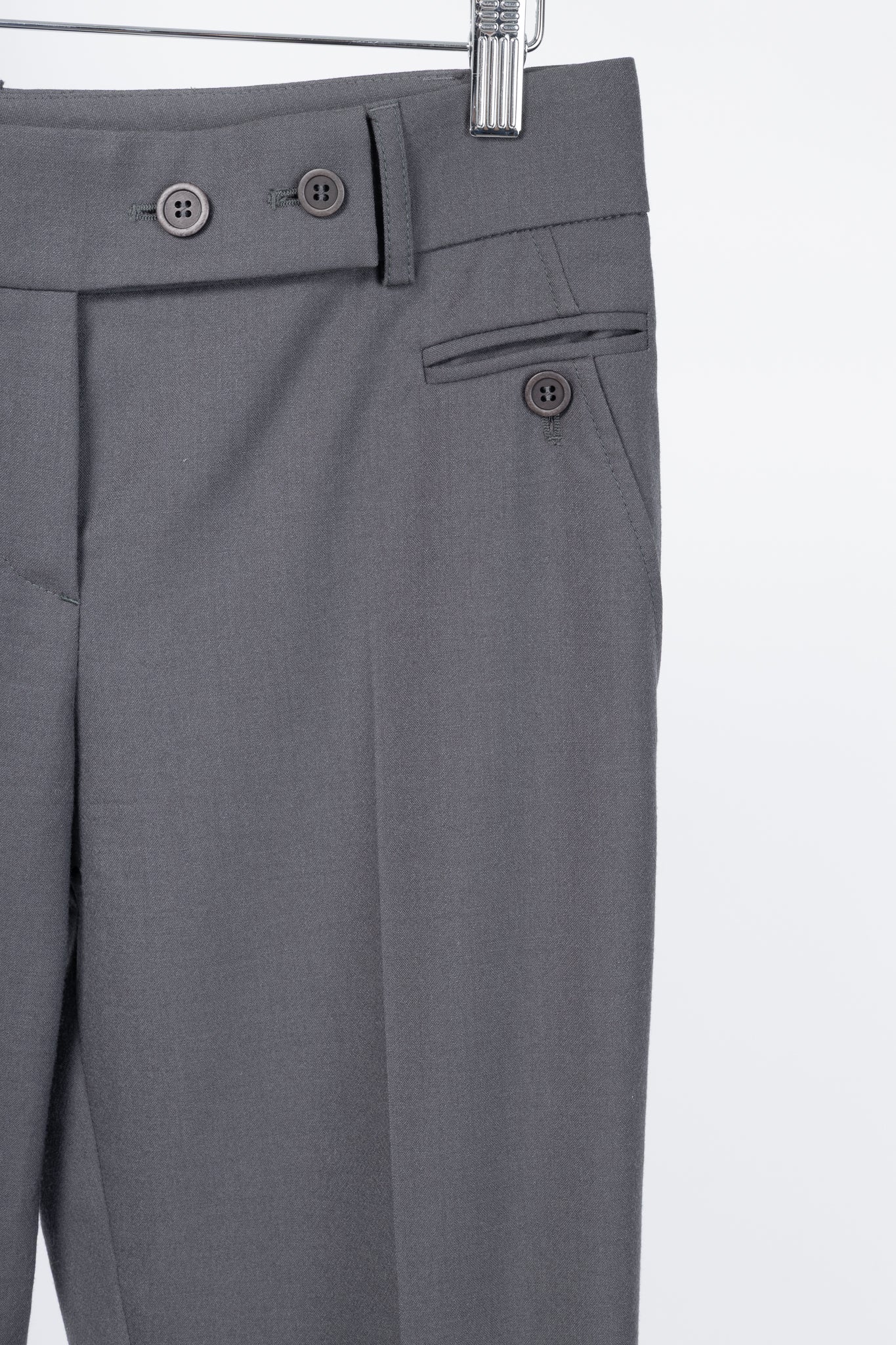 Brunello Cucinelli Grey Wool Double-Button-Fly Trousers