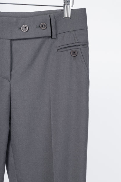 Brunello Cucinelli Grey Wool Double-Button-Fly Trousers