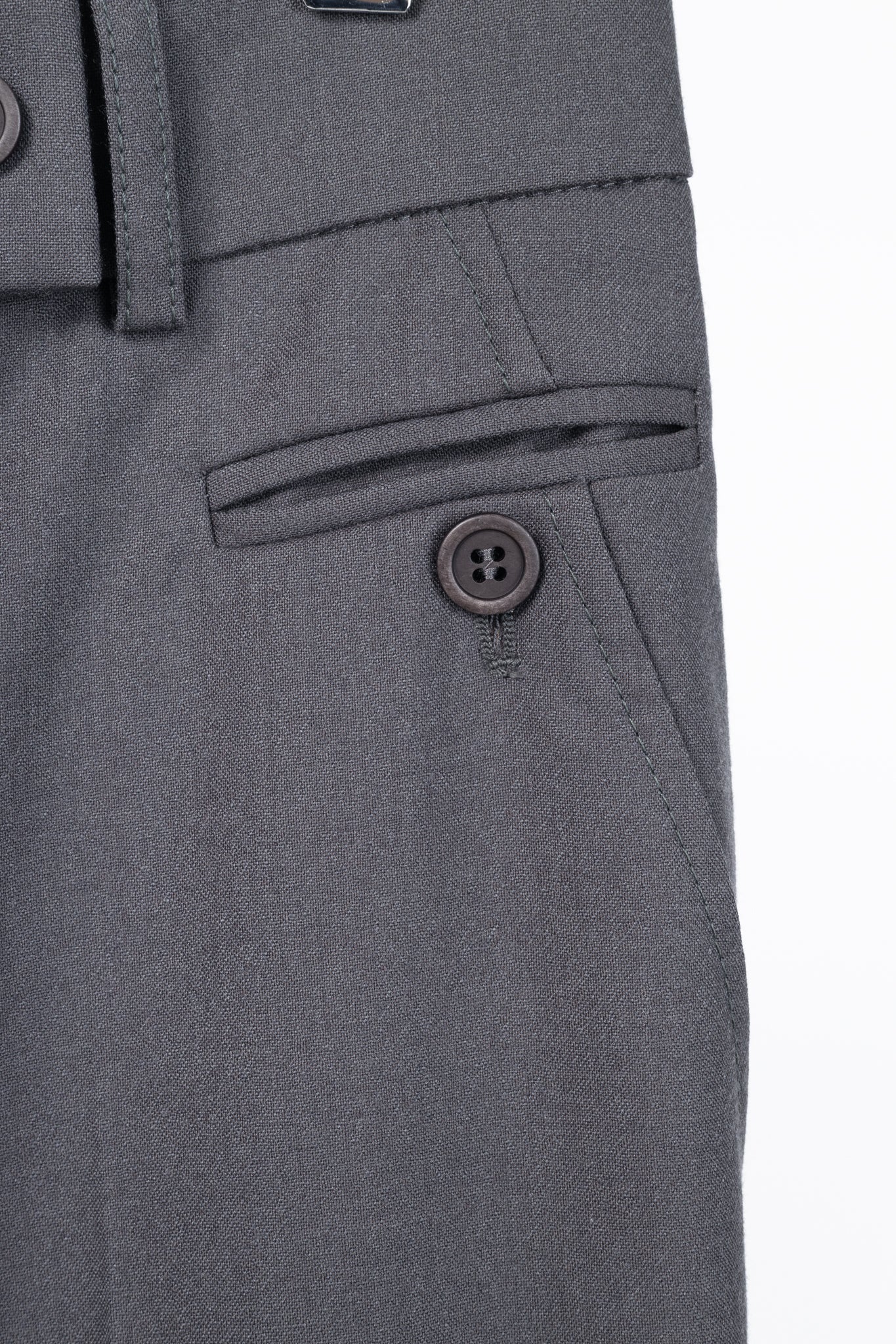 Brunello Cucinelli Grey Wool Double-Button-Fly Trousers