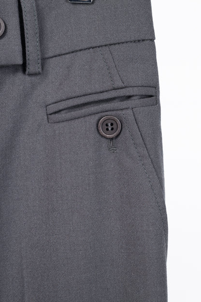 Brunello Cucinelli Grey Wool Double-Button-Fly Trousers