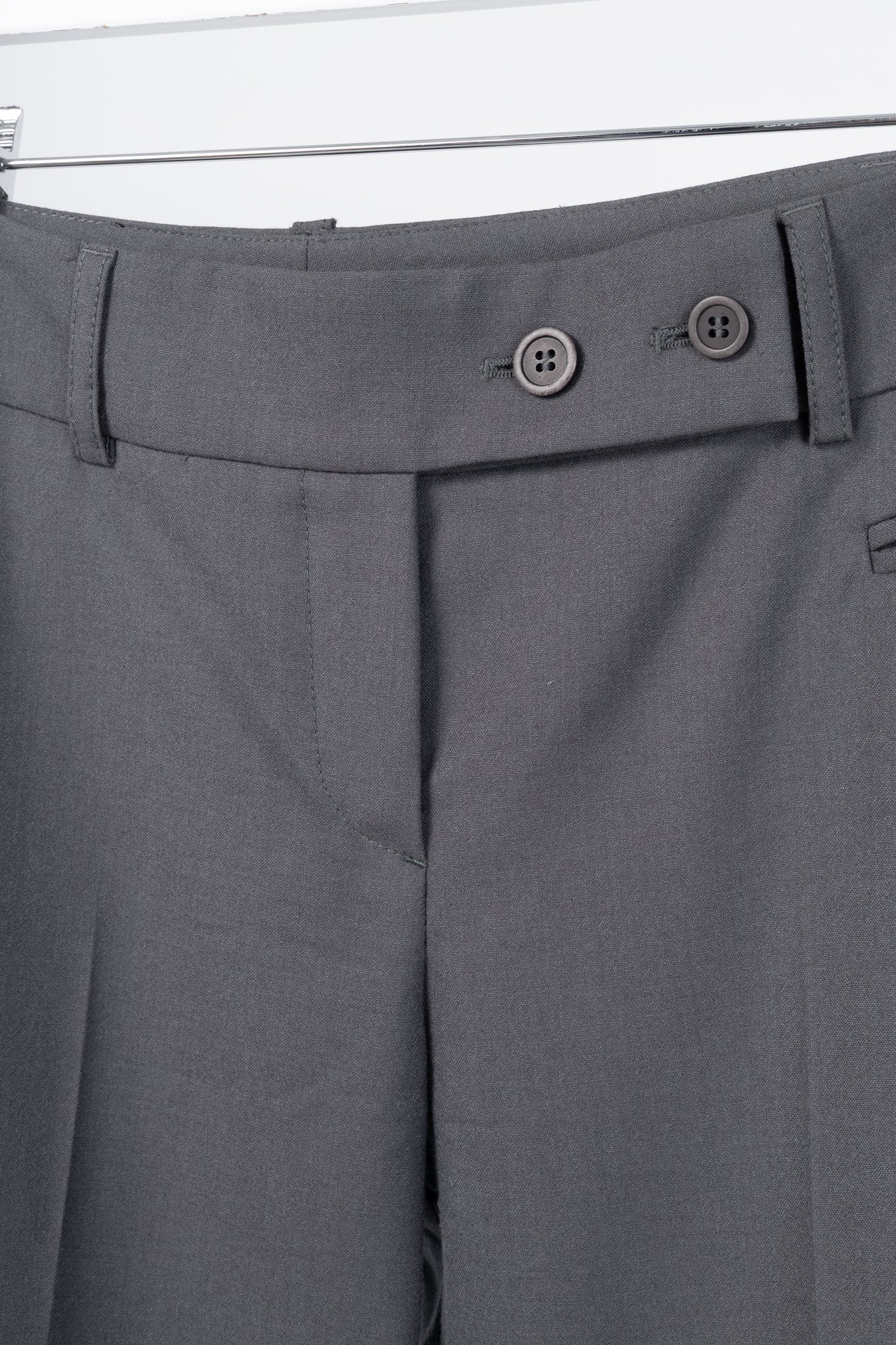 Brunello Cucinelli Grey Wool Double-Button-Fly Trousers
