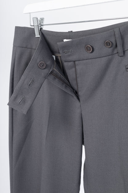 Brunello Cucinelli Grey Wool Double-Button-Fly Trousers