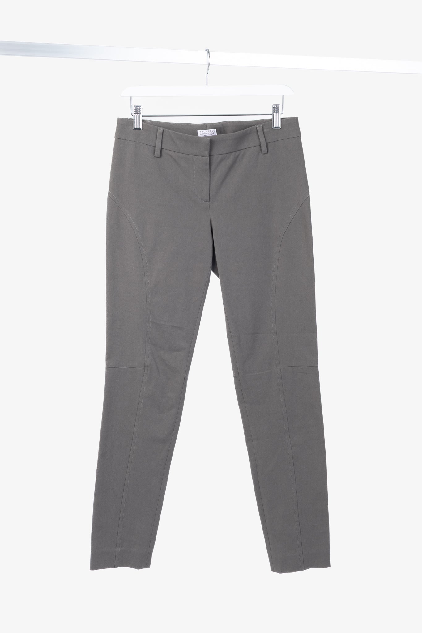 Brunello Cucinelli Grey Cotton-Twill Skinny Pants