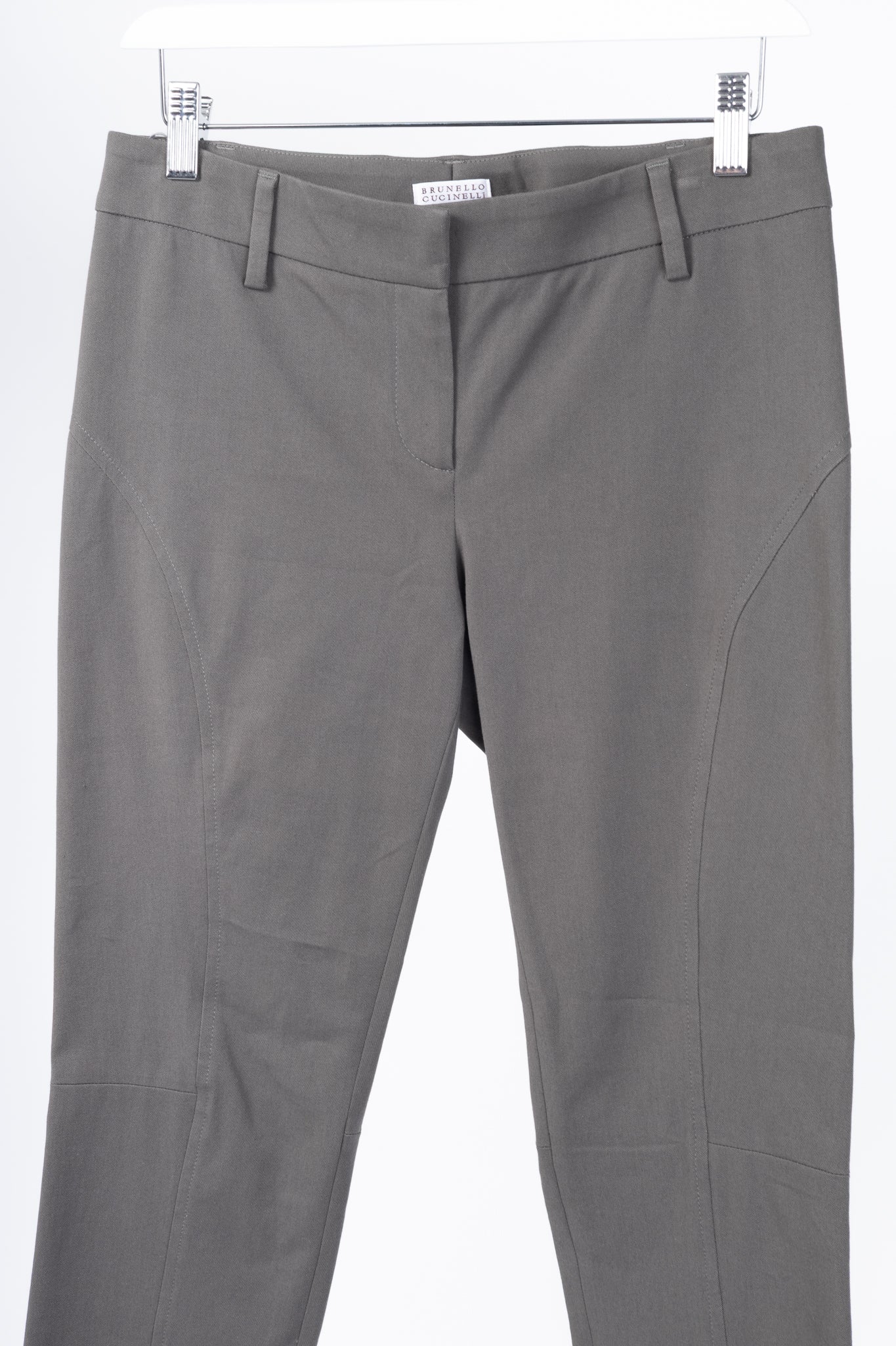 Brunello Cucinelli Grey Cotton-Twill Skinny Pants