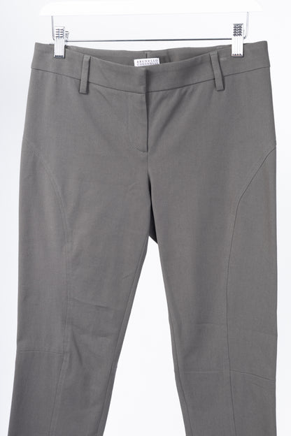 Brunello Cucinelli Grey Cotton-Twill Skinny Pants