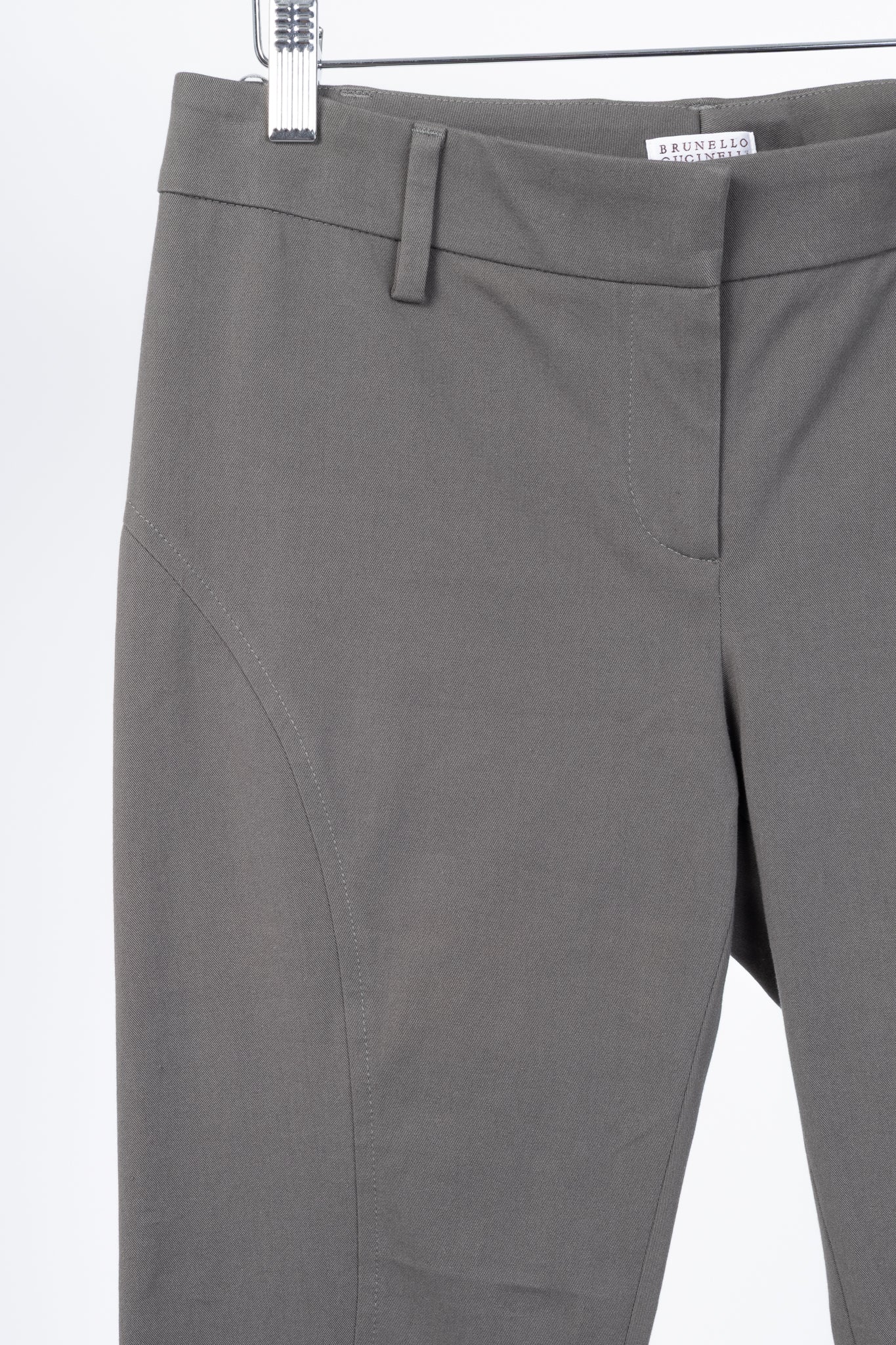 Brunello Cucinelli Grey Cotton-Twill Skinny Pants