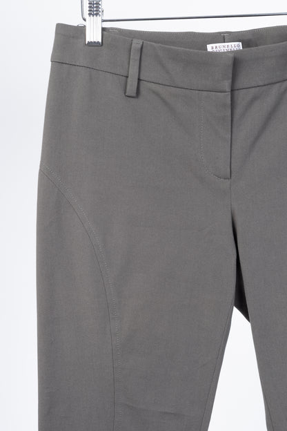 Brunello Cucinelli Grey Cotton-Twill Skinny Pants