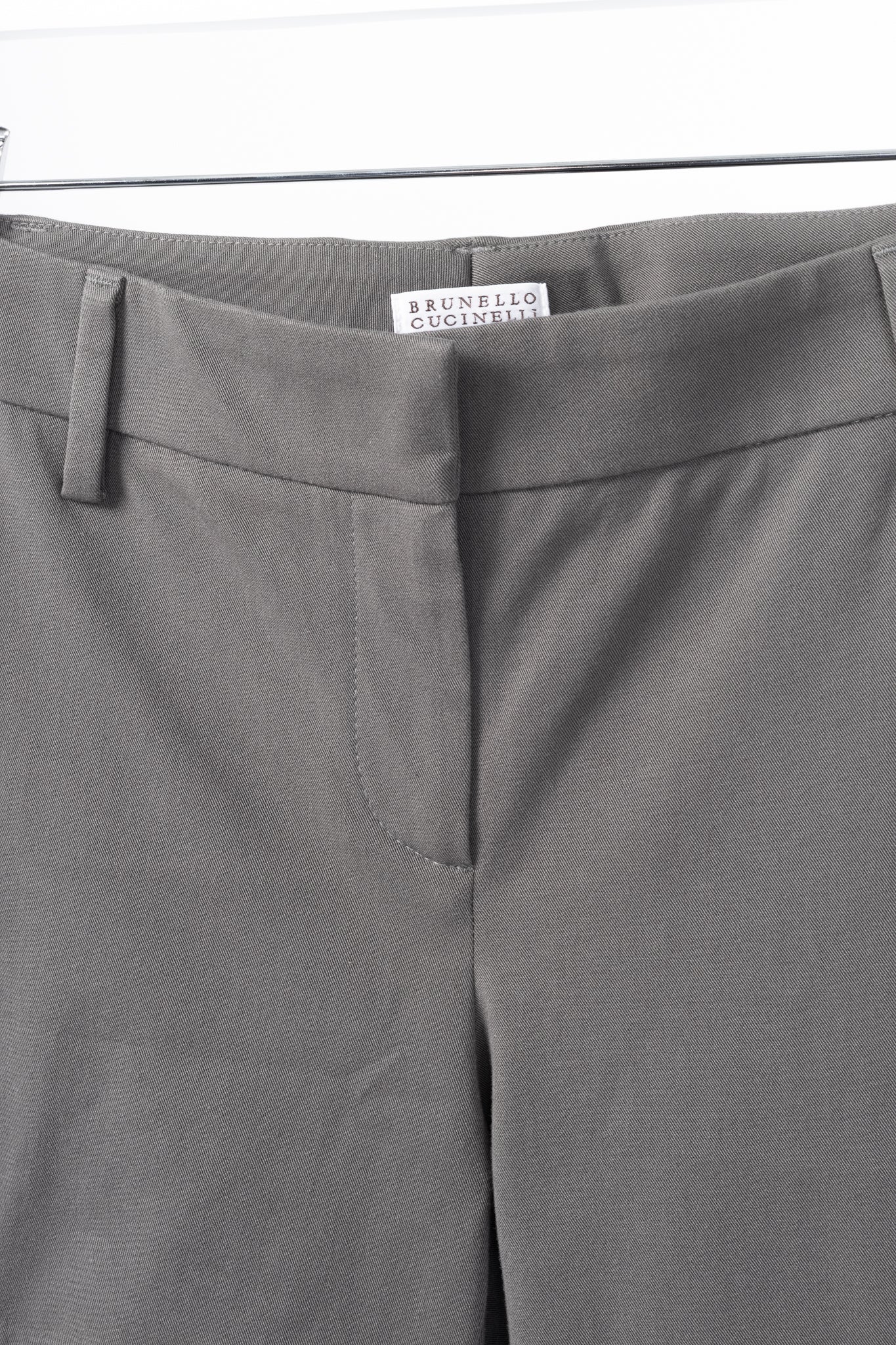 Brunello Cucinelli Grey Cotton-Twill Skinny Pants