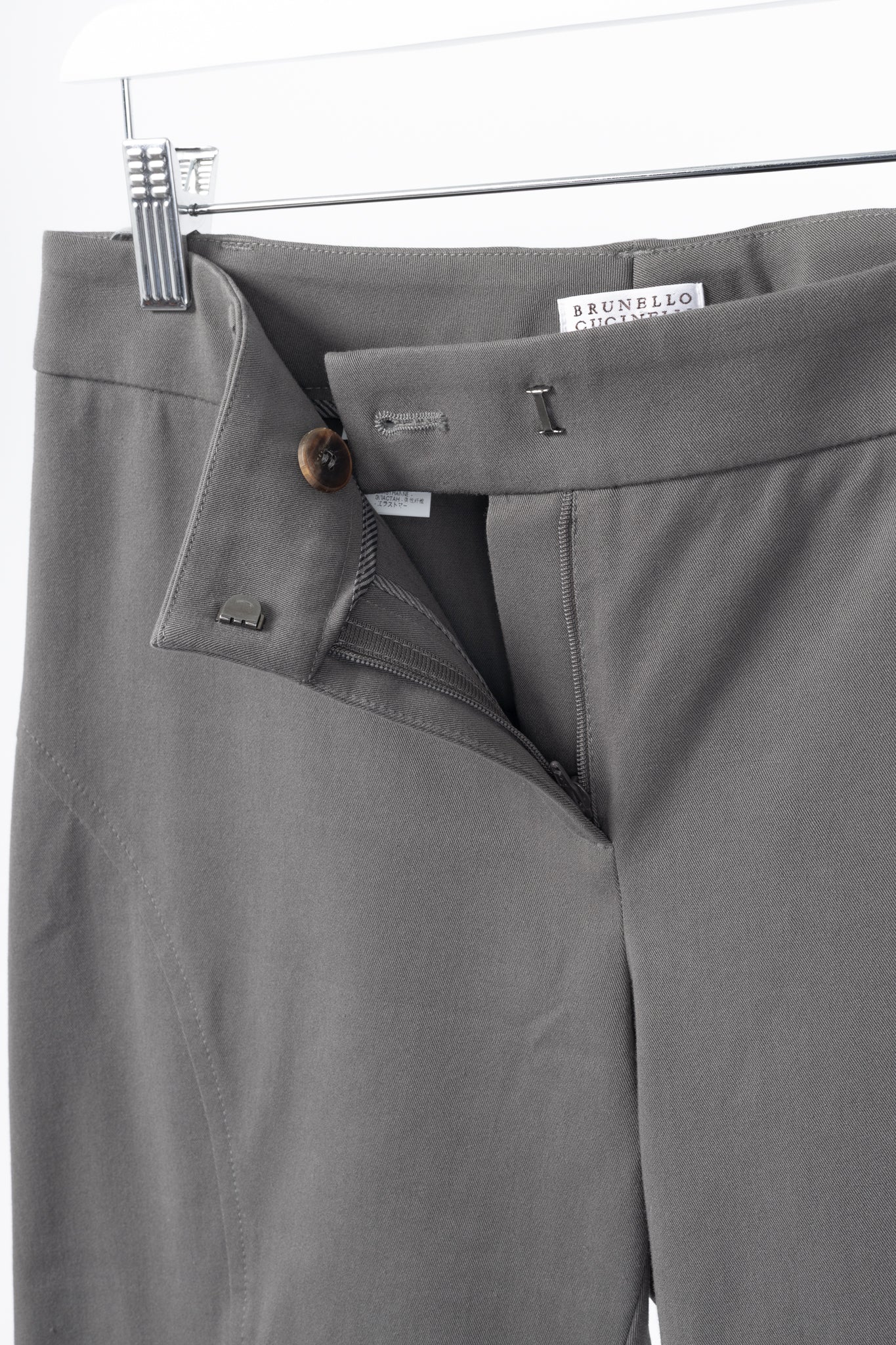 Brunello Cucinelli Grey Cotton-Twill Skinny Pants