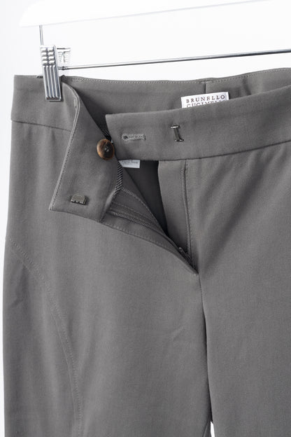 Brunello Cucinelli Grey Cotton-Twill Skinny Pants