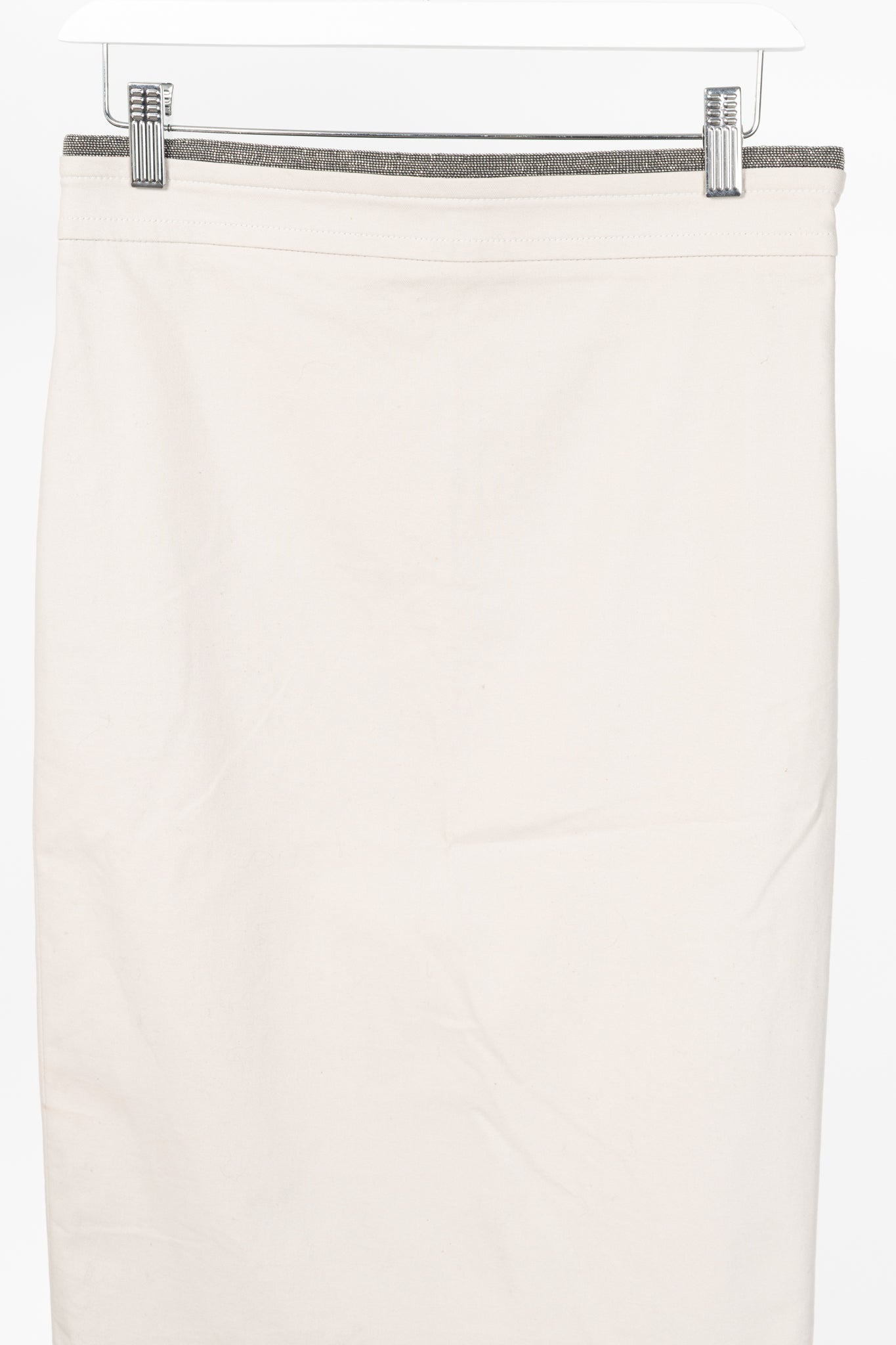 Brunello Cucinelli SS15 Nude Cotton Monili-Waist Pencil Skirt
