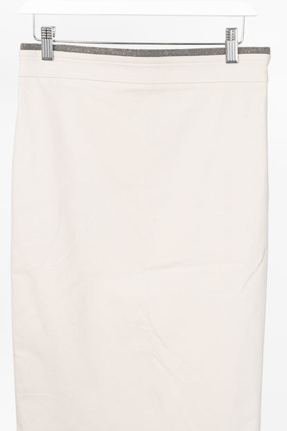Brunello Cucinelli SS15 Nude Cotton Monili-Waist Pencil Skirt