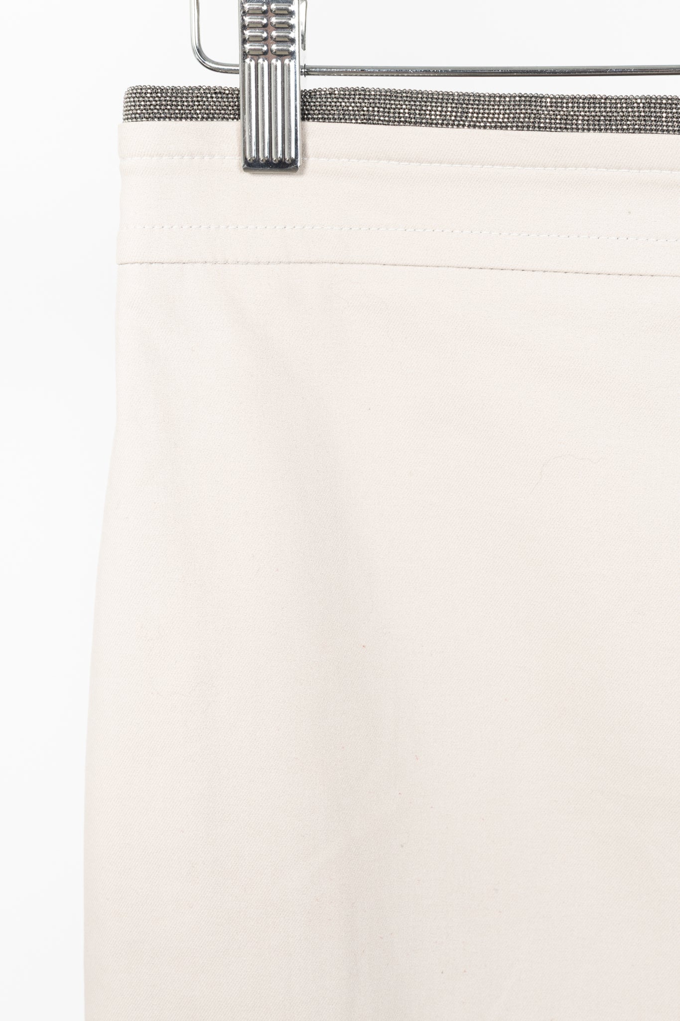 Brunello Cucinelli SS15 Nude Cotton Monili-Waist Pencil Skirt
