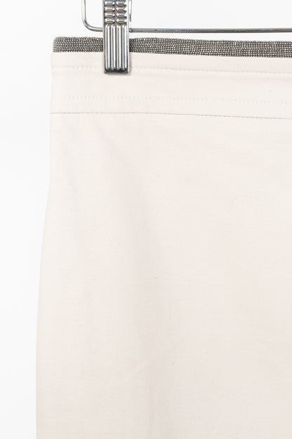 Brunello Cucinelli SS15 Nude Cotton Monili-Waist Pencil Skirt