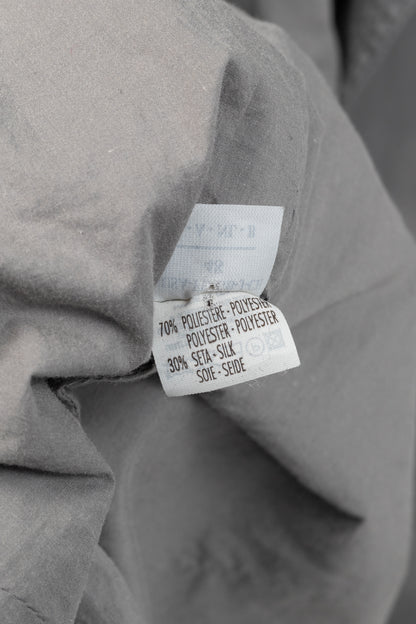 Brunello Cucinelli Grey Taffeta Double-Breasted Rosette-Belt Short-Sleeve Jacket