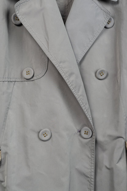 Brunello Cucinelli Grey Taffeta Double-Breasted Rosette-Belt Short-Sleeve Jacket