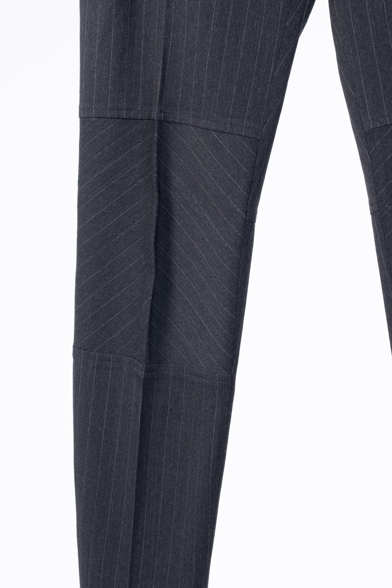 Brunello Cucinelli Grey Wool-Blend Pinstripe Knee-Detail Trousers