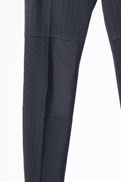 Brunello Cucinelli Grey Wool-Blend Pinstripe Knee-Detail Trousers