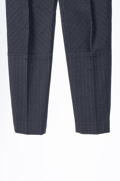 Brunello Cucinelli Grey Wool-Blend Pinstripe Knee-Detail Trousers